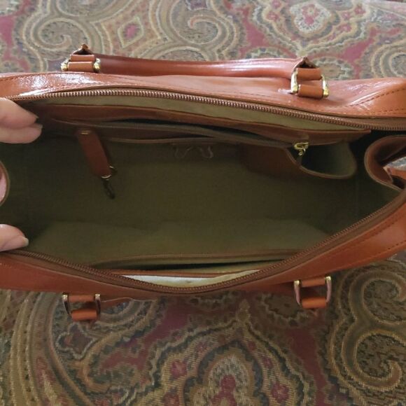 NEW * BRAHMIN Olivia Caramel Hampshire Italian Leather Crossbody Satchel Bag - Picture 10 of 12